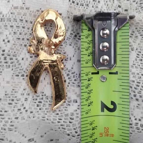 EUC VINTAGE AVON Pink & Gold Ribbon & Rose Breast Cancer Awareness 2" Pin/Brooch - Picture 5 of 6